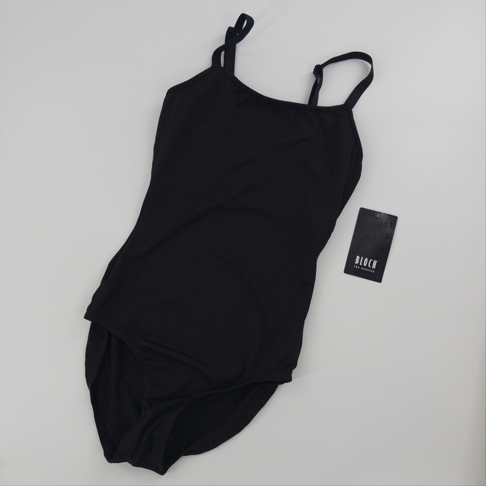 Bloch L8720 Girls Black Nylon Adjustable Strap Dance Leotard Small NWT